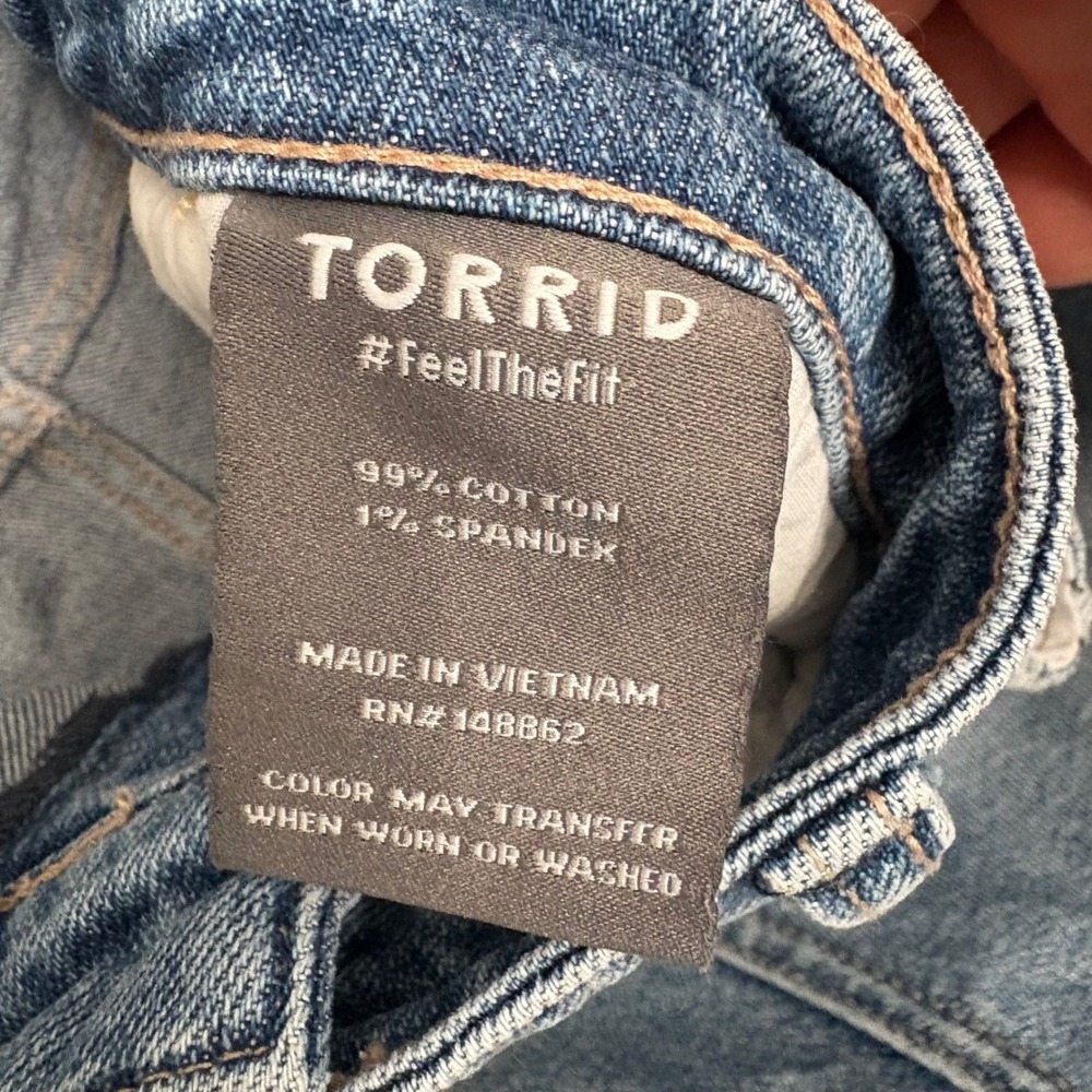 Torrid High Rise Straight Button Fly Light Wash Jeans Women Cropped 20R (42x26) - Picture 15 of 16
